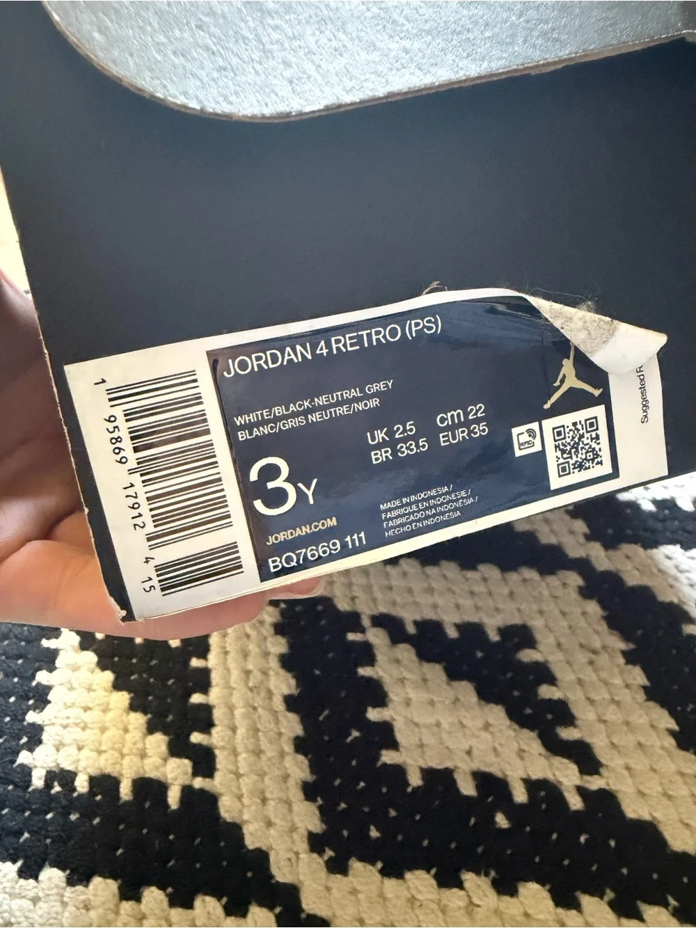 Jordan Kids Military Black Sneakers 3Y
